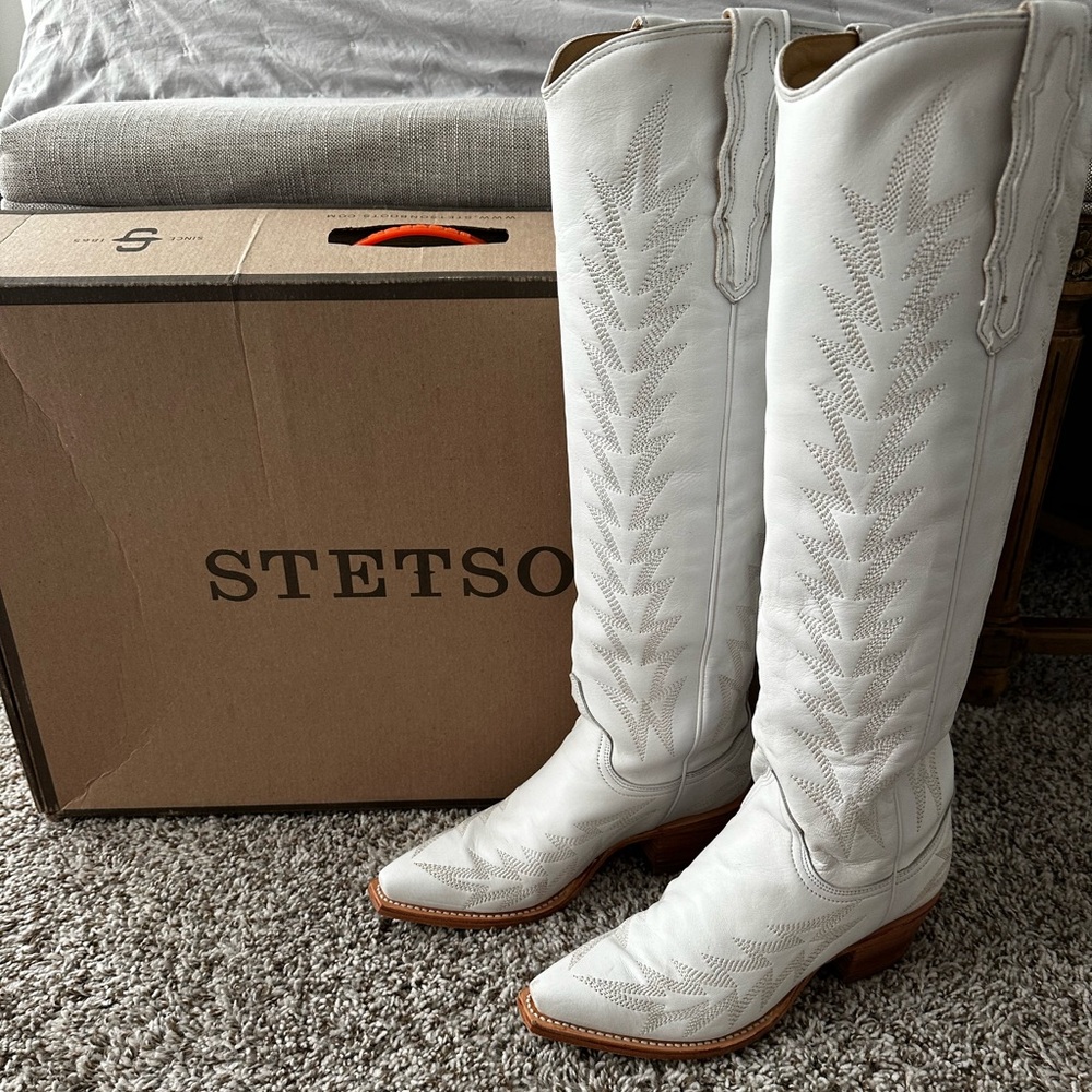 Worn Once Stetson Sarah White Boots